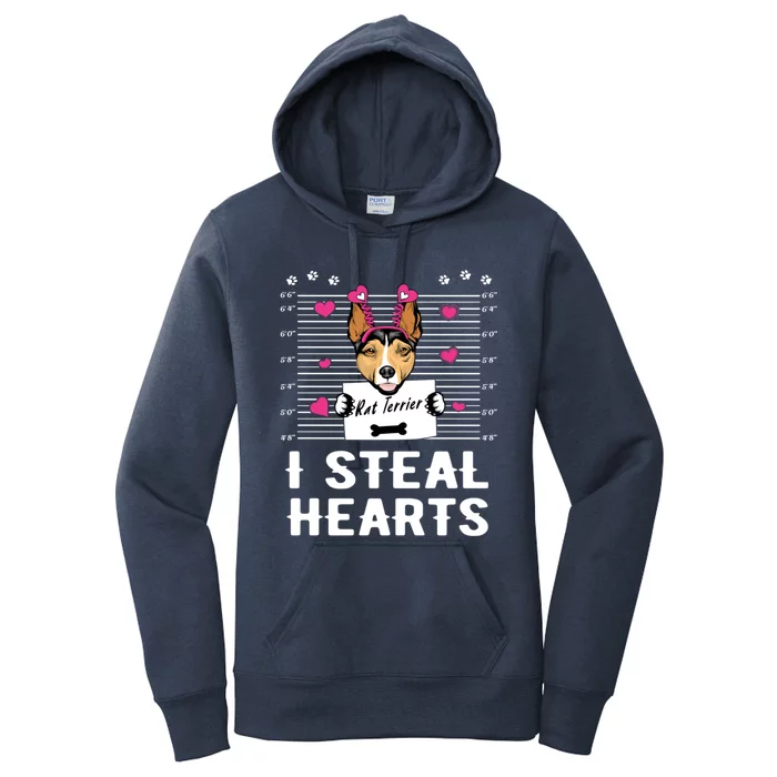 I Steal Hearts Valentine Rat Terrier Dog Valentines Day Gift Women's Pullover Hoodie