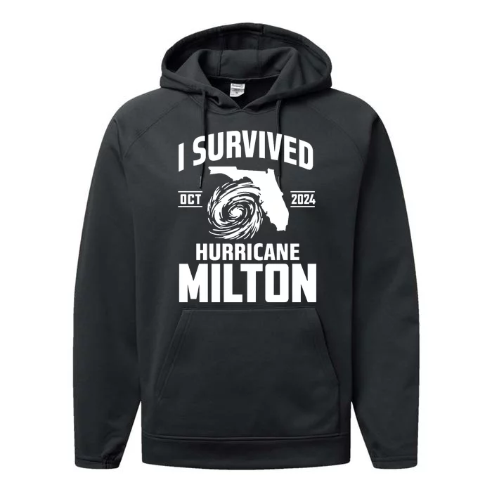 I Survived Hurricane Milton 2024 Survived Hurricane Milton Performance Fleece Hoodie