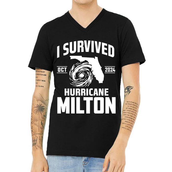 I Survived Hurricane Milton 2024 Survived Hurricane Milton V-Neck T-Shirt