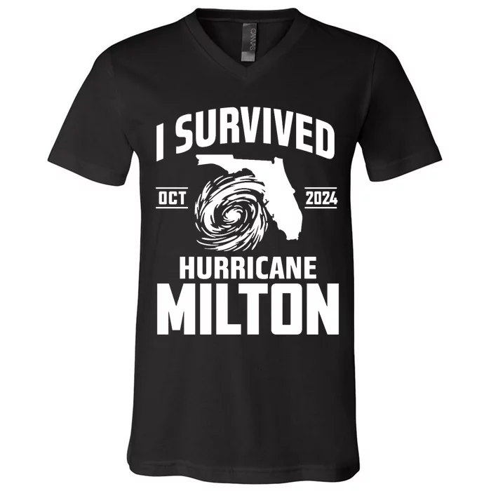 I Survived Hurricane Milton 2024 Survived Hurricane Milton V-Neck T-Shirt