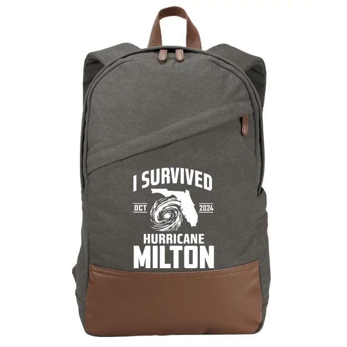 I Survived Hurricane Milton 2024 Survived Hurricane Milton Cotton Canvas Backpack