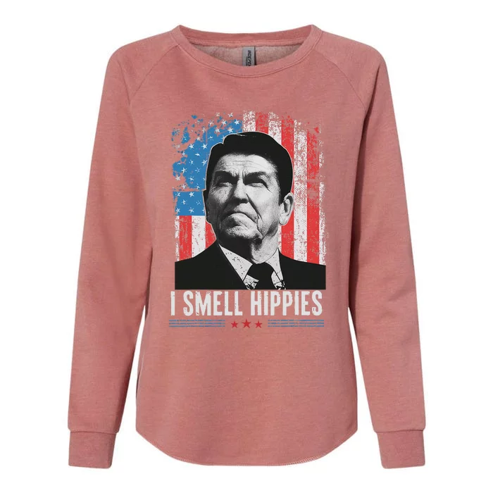 I Smell Hippies Retro American Flag Patriotic 4th Of July Womens California Wash Sweatshirt