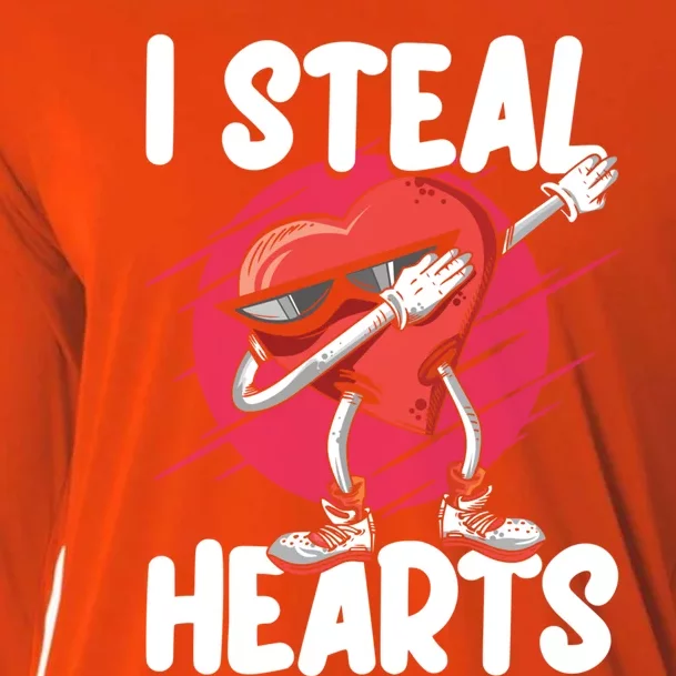 I Steal Hearts Love Dabbing Heart Valentine's Day Cute Gift Cooling Performance Long Sleeve Crew