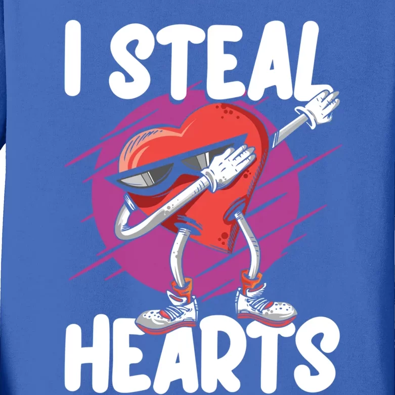 I Steal Hearts Love Dabbing Heart Valentine's Day Cute Gift Kids Long Sleeve Shirt