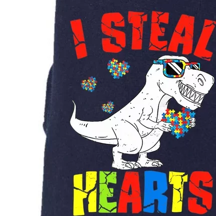 I Steal Hearts Dinosaur Autism Awareness Boy Doggie 3-End Fleece Hoodie