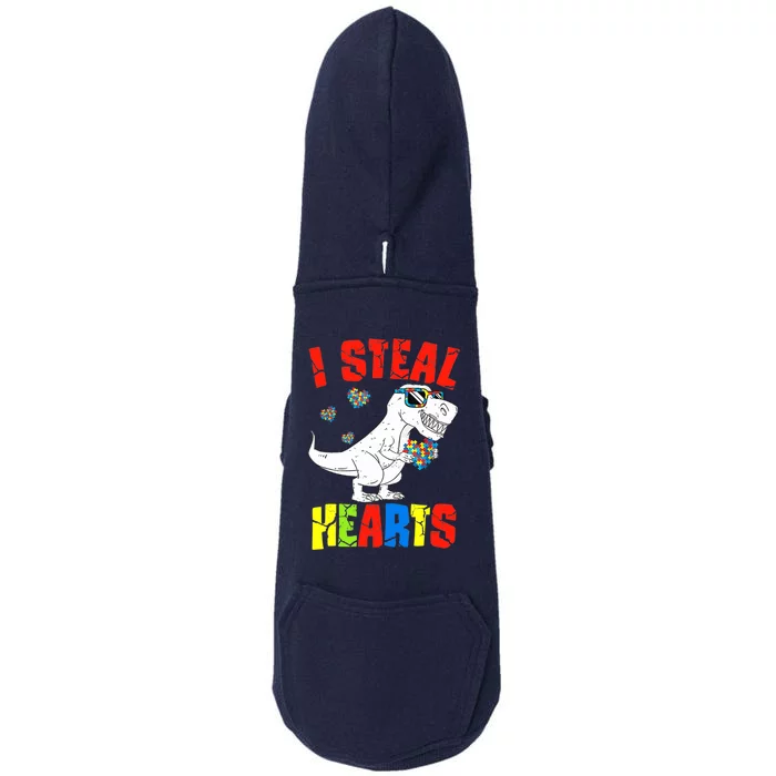 I Steal Hearts Dinosaur Autism Awareness Boy Doggie 3-End Fleece Hoodie