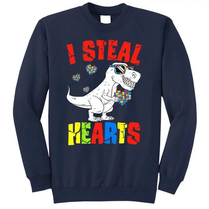 I Steal Hearts Dinosaur Autism Awareness Boy Tall Sweatshirt