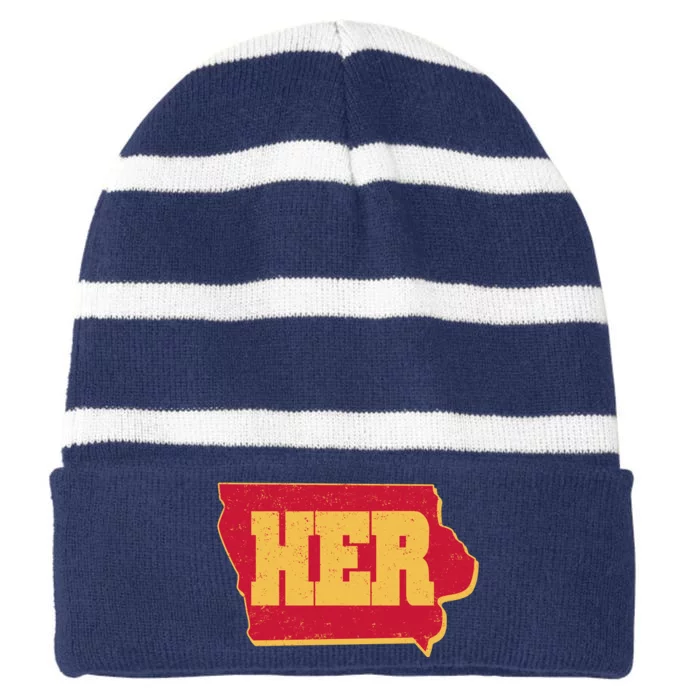 Iowa State Her Basketball Sports Fan Striped Beanie with Solid Band