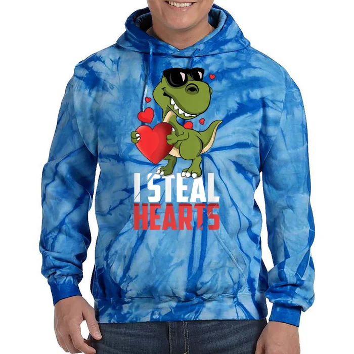 I Steal Hearts Cute Dinosaur Happy Valentines Day Tie Dye Hoodie