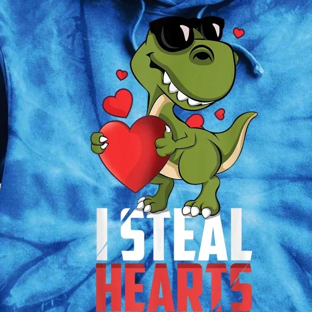 I Steal Hearts Cute Dinosaur Happy Valentines Day Tie Dye Hoodie