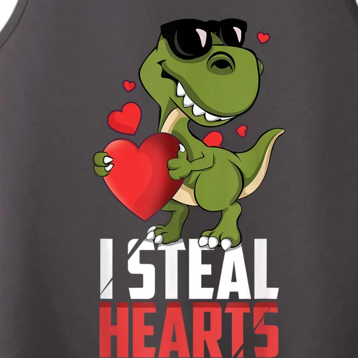 I Steal Hearts Cute Dinosaur Happy Valentines Day Performance Tank