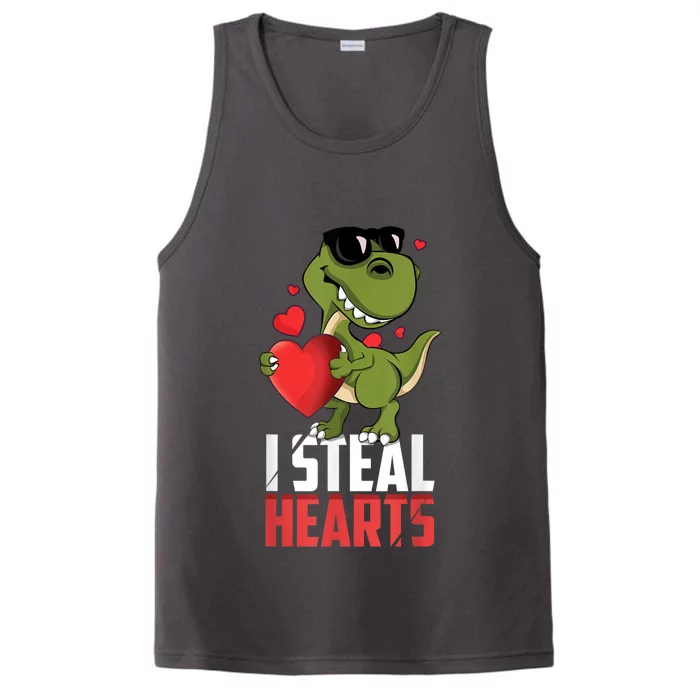 I Steal Hearts Cute Dinosaur Happy Valentines Day Performance Tank