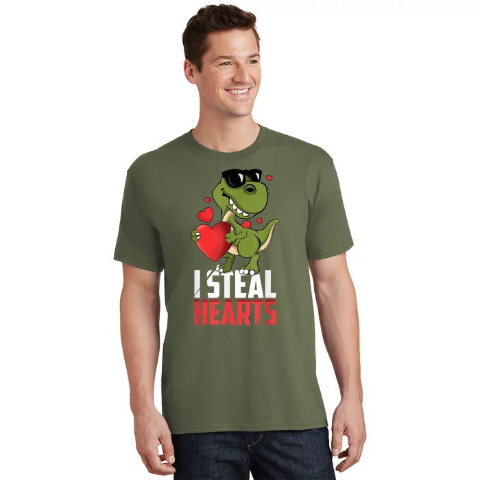 I Steal Hearts Cute Dinosaur Happy Valentines Day T-Shirt