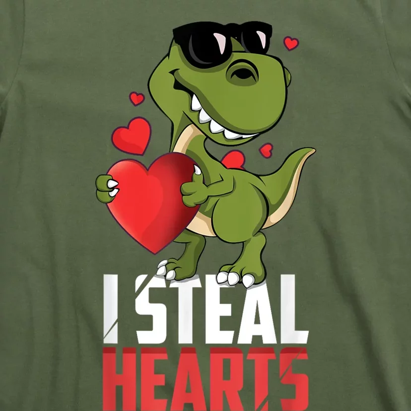 I Steal Hearts Cute Dinosaur Happy Valentines Day T-Shirt