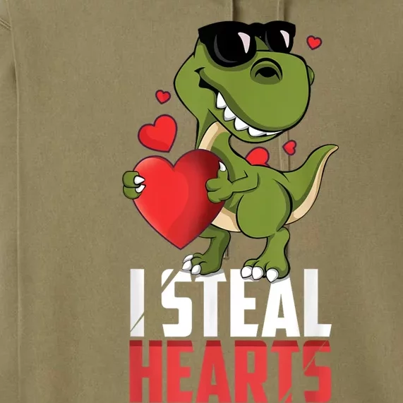 I Steal Hearts Cute Dinosaur Happy Valentines Day Premium Hoodie