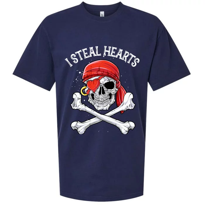 I Steal Hearts Valentines Day Pirate Gifts Boy Skull Sueded Cloud Jersey T-Shirt