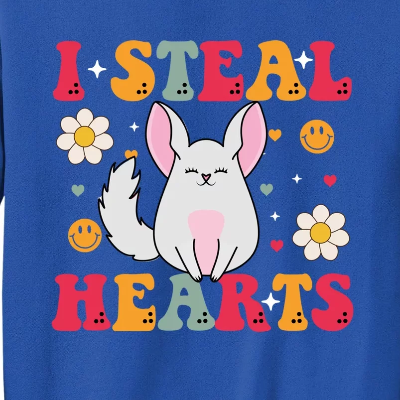 I Steal Hearts Chinchilla Valentines Day Retro Groovy Cool Gift Tall Sweatshirt