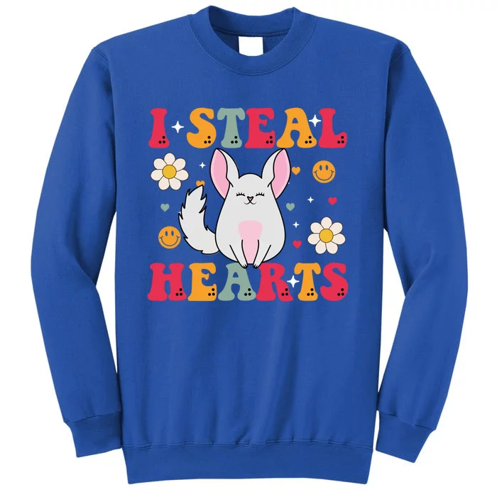 I Steal Hearts Chinchilla Valentines Day Retro Groovy Cool Gift Tall Sweatshirt