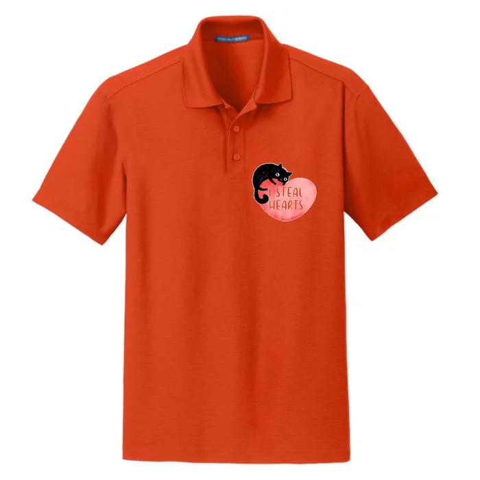 I Steal Hearts Cute Cat Valentin Quote Gift Dry Zone Grid Performance Polo