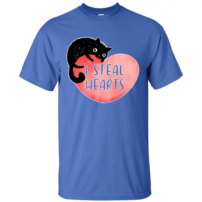 I Steal Hearts Cute Cat Valentin Quote Gift Tall T-Shirt