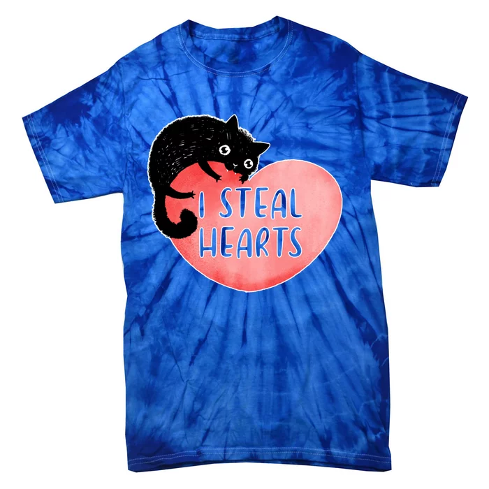 I Steal Hearts Cute Cat Valentin Quote Gift Tie-Dye T-Shirt