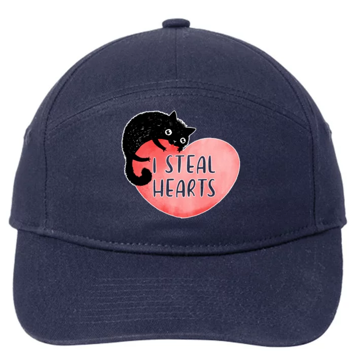 I Steal Hearts Cute Cat Valentin Quote Gift 7-Panel Snapback Hat