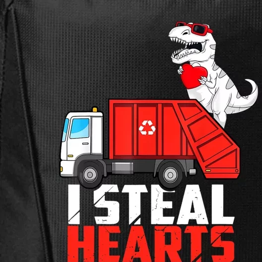 I Steal Heart Dinasour Riding Garbage Truck Cute Funny Funny Gift City Backpack