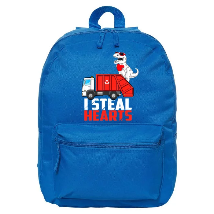 I Steal Heart Dinasour Riding Garbage Truck Cute Funny Funny Gift 16 in Basic Backpack