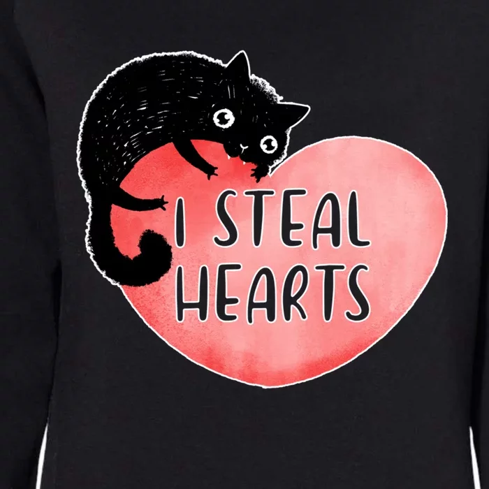 I Steal Hearts Cute Cat Valentin Quote Gift Womens California Wash Sweatshirt