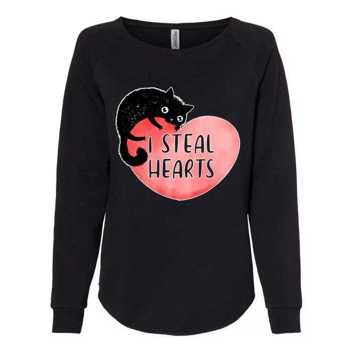 I Steal Hearts Cute Cat Valentin Quote Gift Womens California Wash Sweatshirt