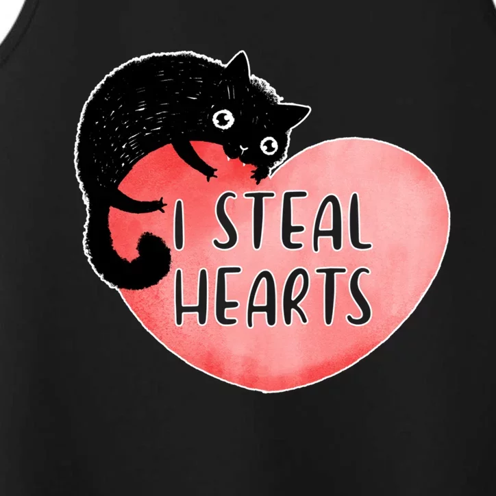 I Steal Hearts Cute Cat Valentin Quote Gift Performance Tank