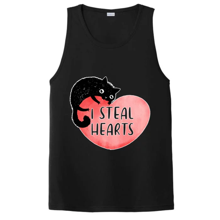 I Steal Hearts Cute Cat Valentin Quote Gift Performance Tank