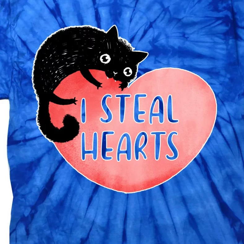 I Steal Hearts Cute Cat Valentin Quote Gift Tie-Dye T-Shirt