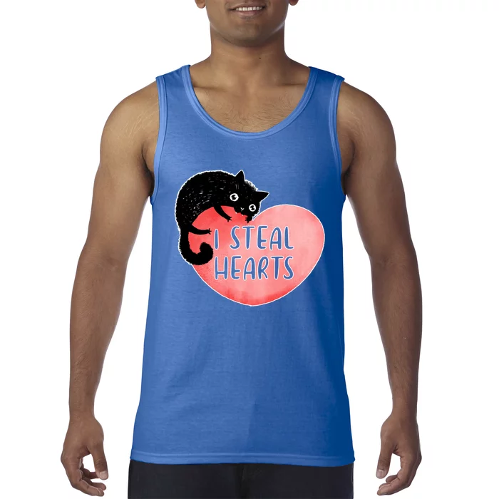 I Steal Hearts Cute Cat Valentin Quote Gift Tank Top