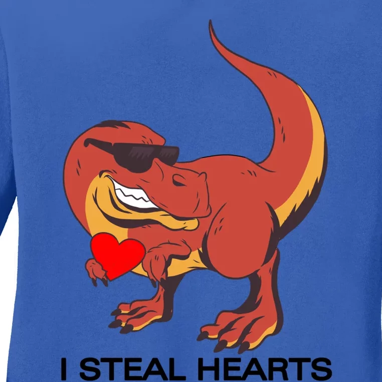 I Steal Hearts Dino Rex Funny Gift Ladies Long Sleeve Shirt