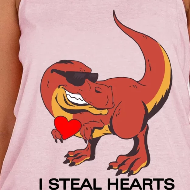 I Steal Hearts Dino Rex Funny Gift Women's Knotted Racerback Tank