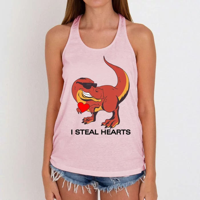 I Steal Hearts Dino Rex Funny Gift Women's Knotted Racerback Tank