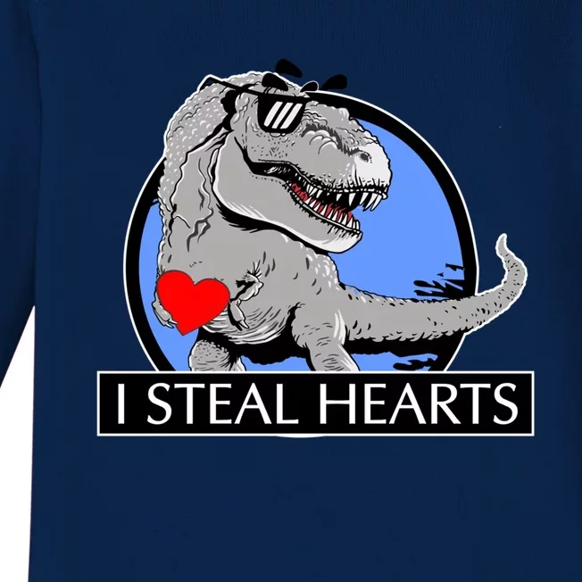 I Steal Hearts Dino Rex Gift Baby Long Sleeve Bodysuit