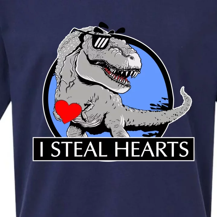 I Steal Hearts Dino Rex Gift Sueded Cloud Jersey T-Shirt