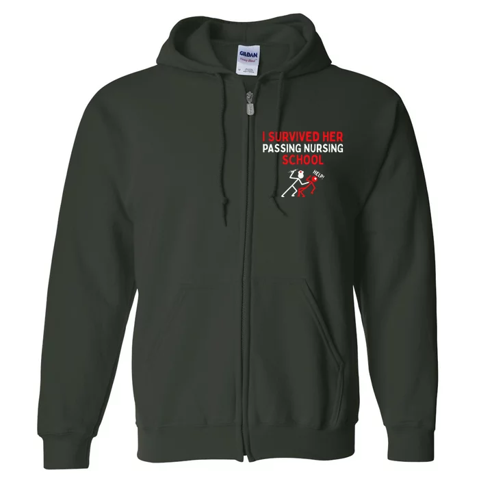 I Survived Her Passing Nursing School Graduate Nurse Full Zip Hoodie