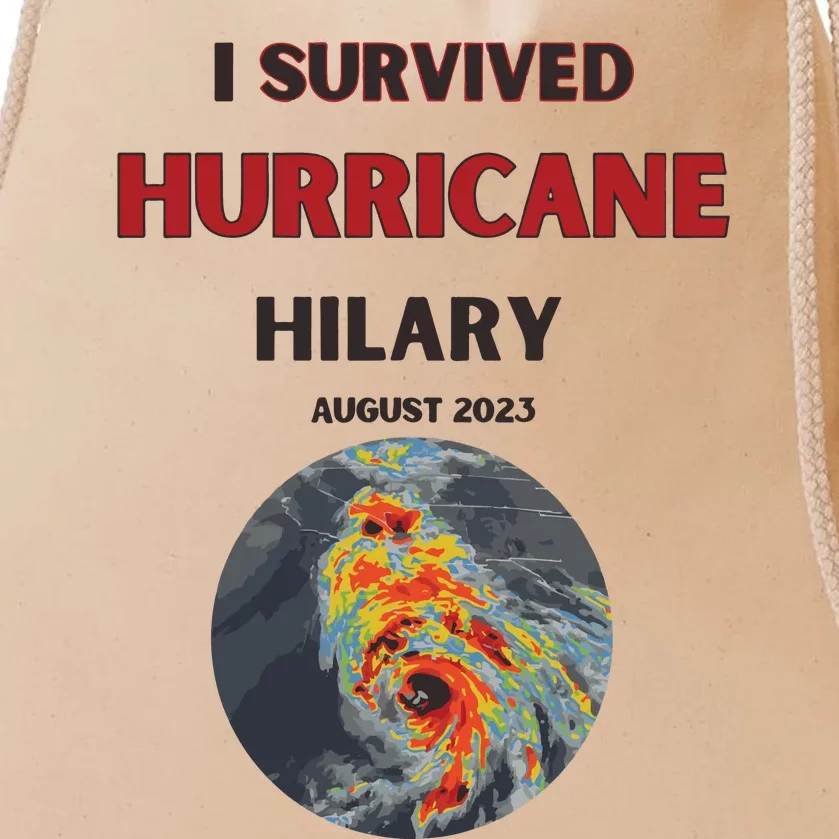 I Survived Hurricane Hilary California Strong Drawstring Bag