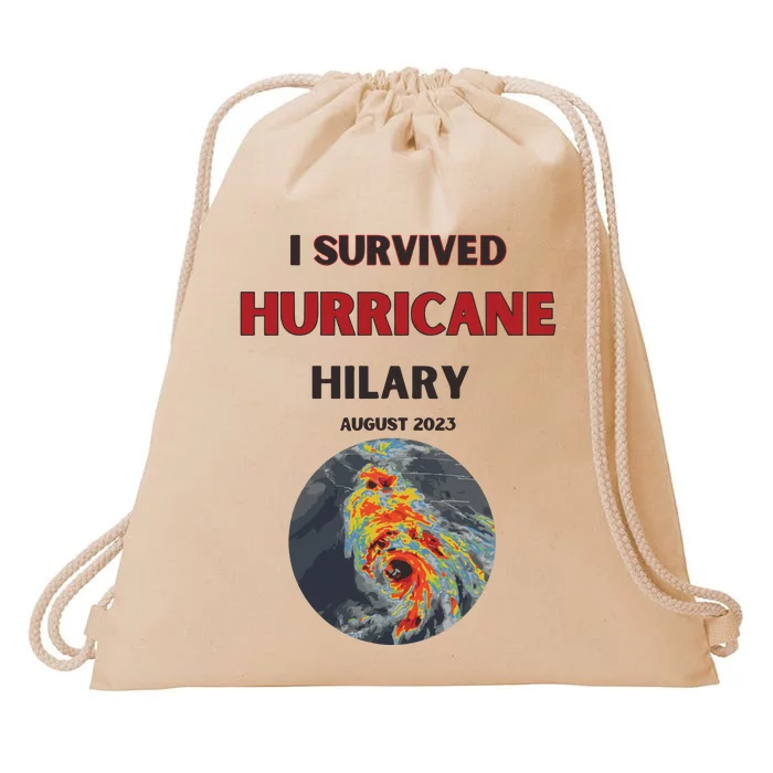 I Survived Hurricane Hilary California Strong Drawstring Bag