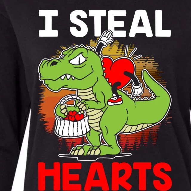 I Steal Hearts Dinosaur Heart Valentines Day Gift Womens Cotton Relaxed Long Sleeve T-Shirt