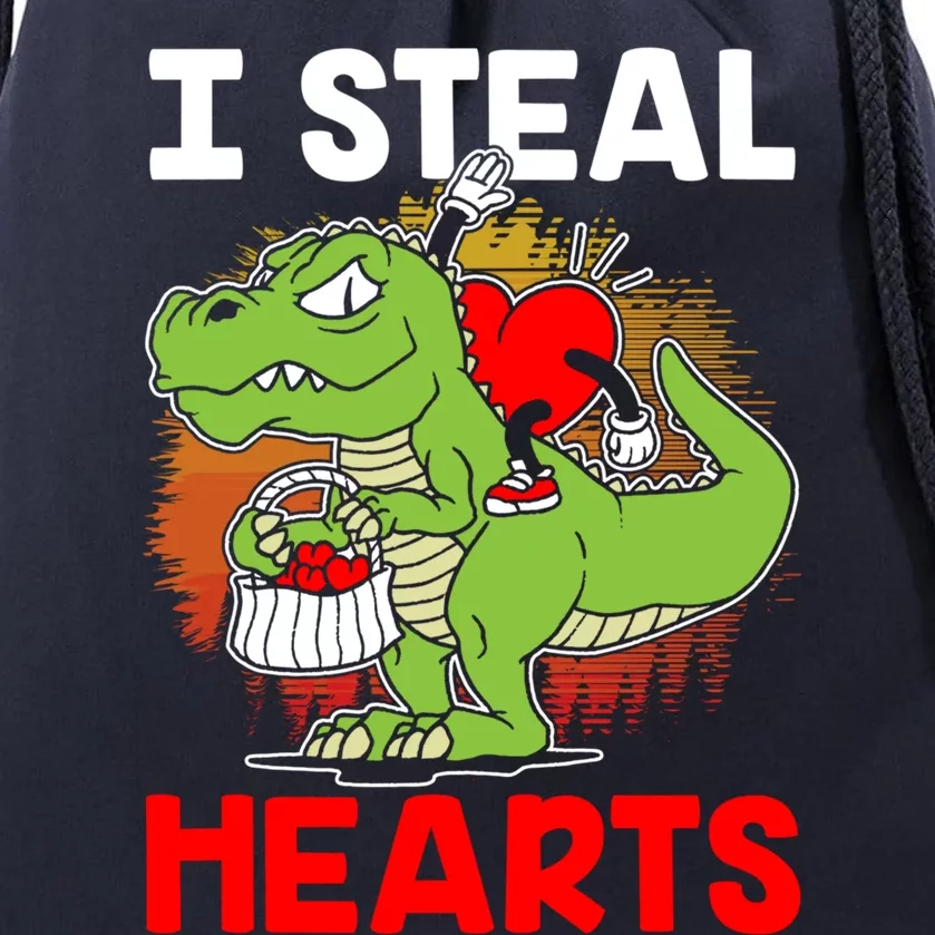 I Steal Hearts Dinosaur Heart Valentines Day Gift Drawstring Bag