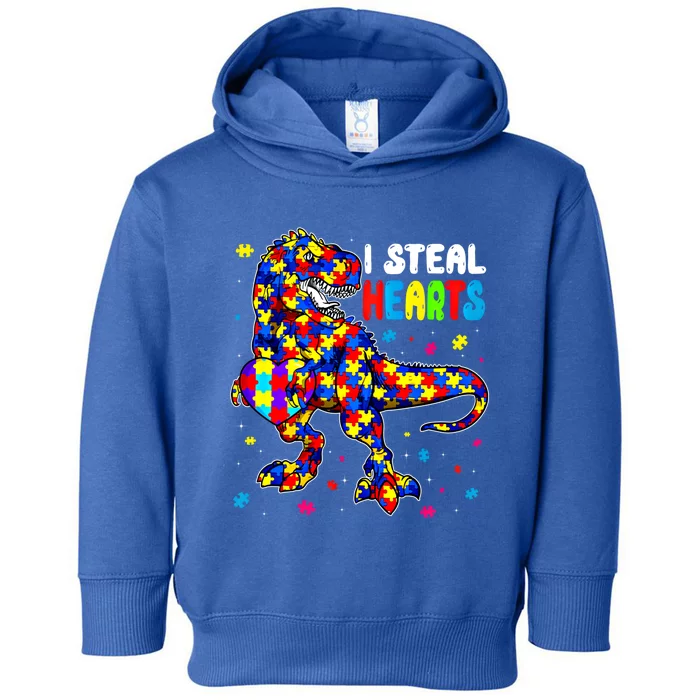 I Steal Hearts Trex Dinosaur Autism Awareness Cute Gift Toddler Hoodie