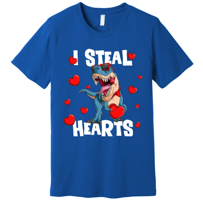 I Steal Hearts Dinosaur Valentines Day Gift Premium T-Shirt