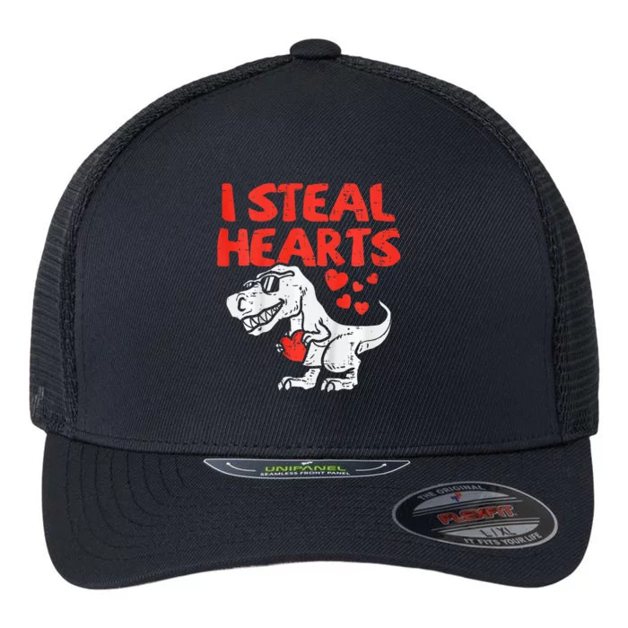 I Steal Hearts Trex Dino Baby Valentines Day Flexfit Unipanel Trucker Cap