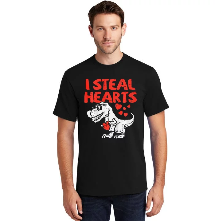 I Steal Hearts Trex Dino Baby Valentines Day Tall T-Shirt