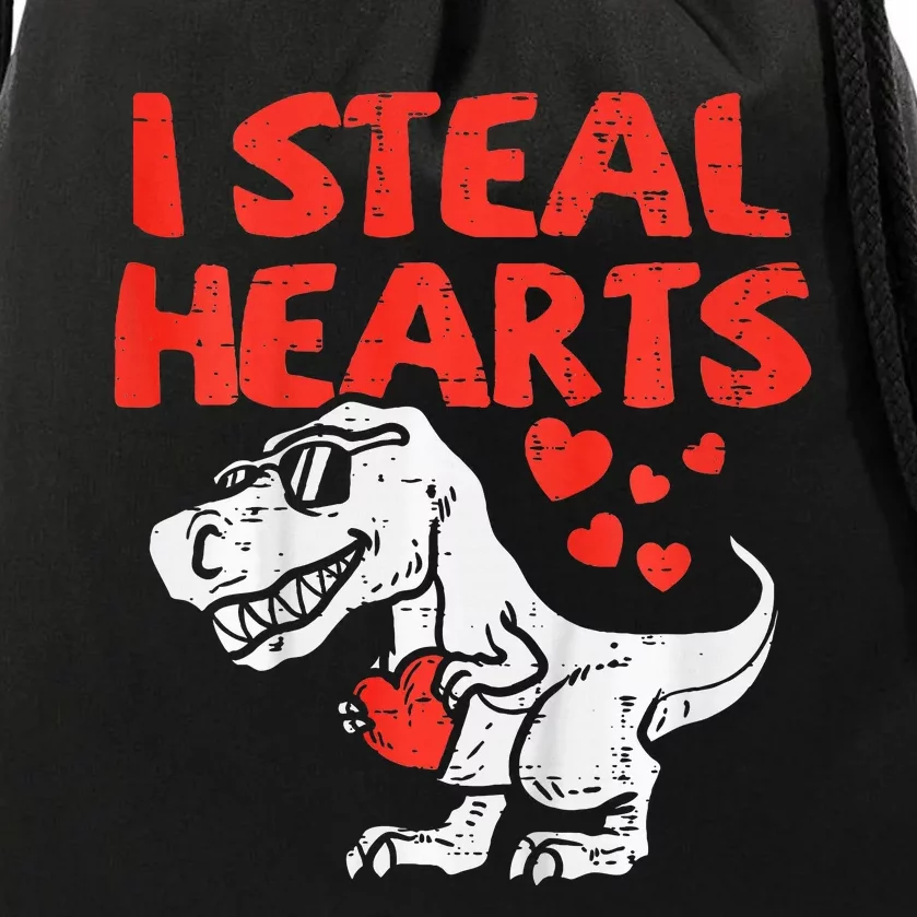 I Steal Hearts Trex Dino Baby Valentines Day Drawstring Bag