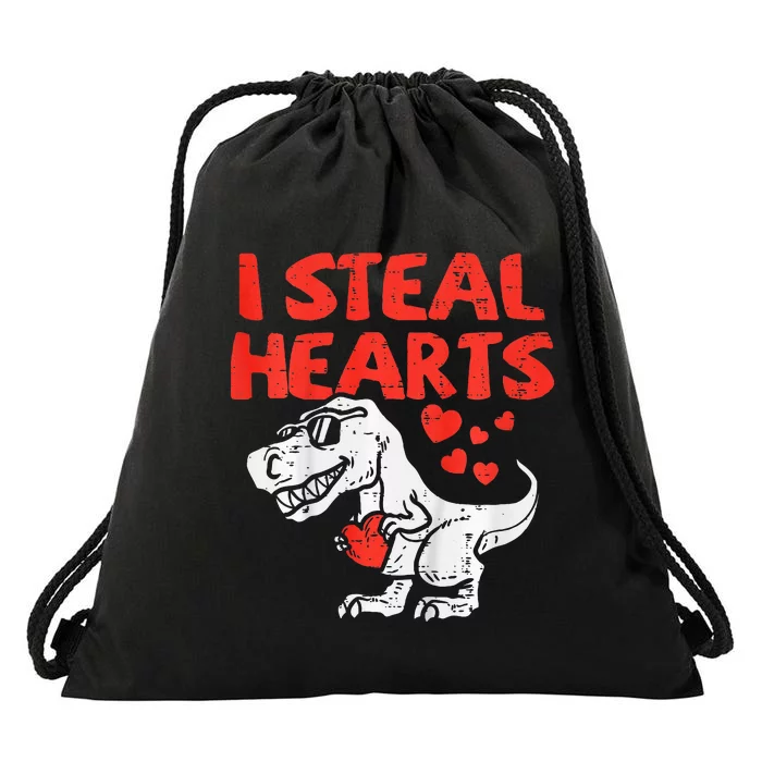 I Steal Hearts Trex Dino Baby Valentines Day Drawstring Bag